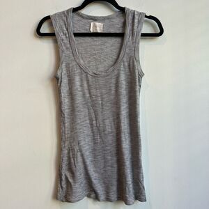 Anthropologie T.La Cotton Blend Grey Striped Scoop Neck Tank - XXS